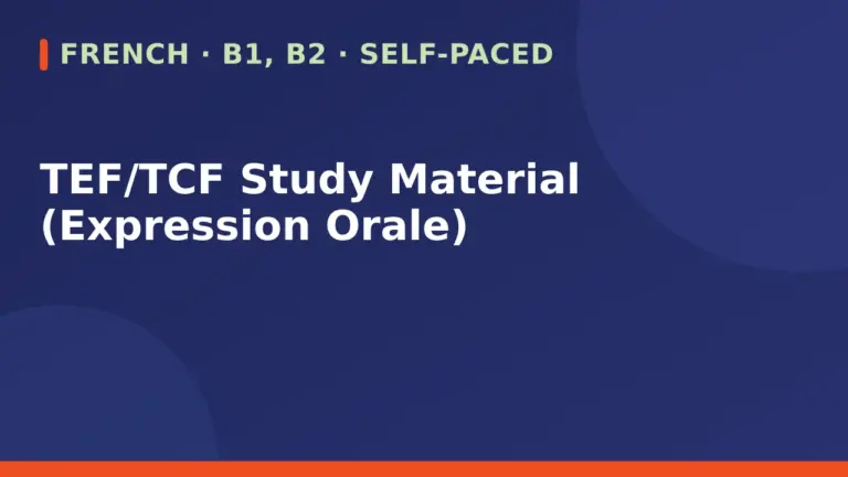 TEF/TCF Study Material (Expression Orale)