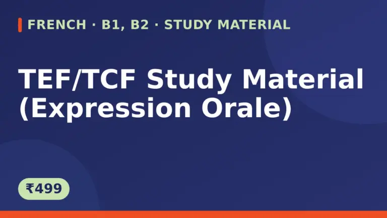 TEF/TCF Study Material (Expression Orale)